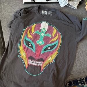 WWE Black Tee with Colorful Mask Design